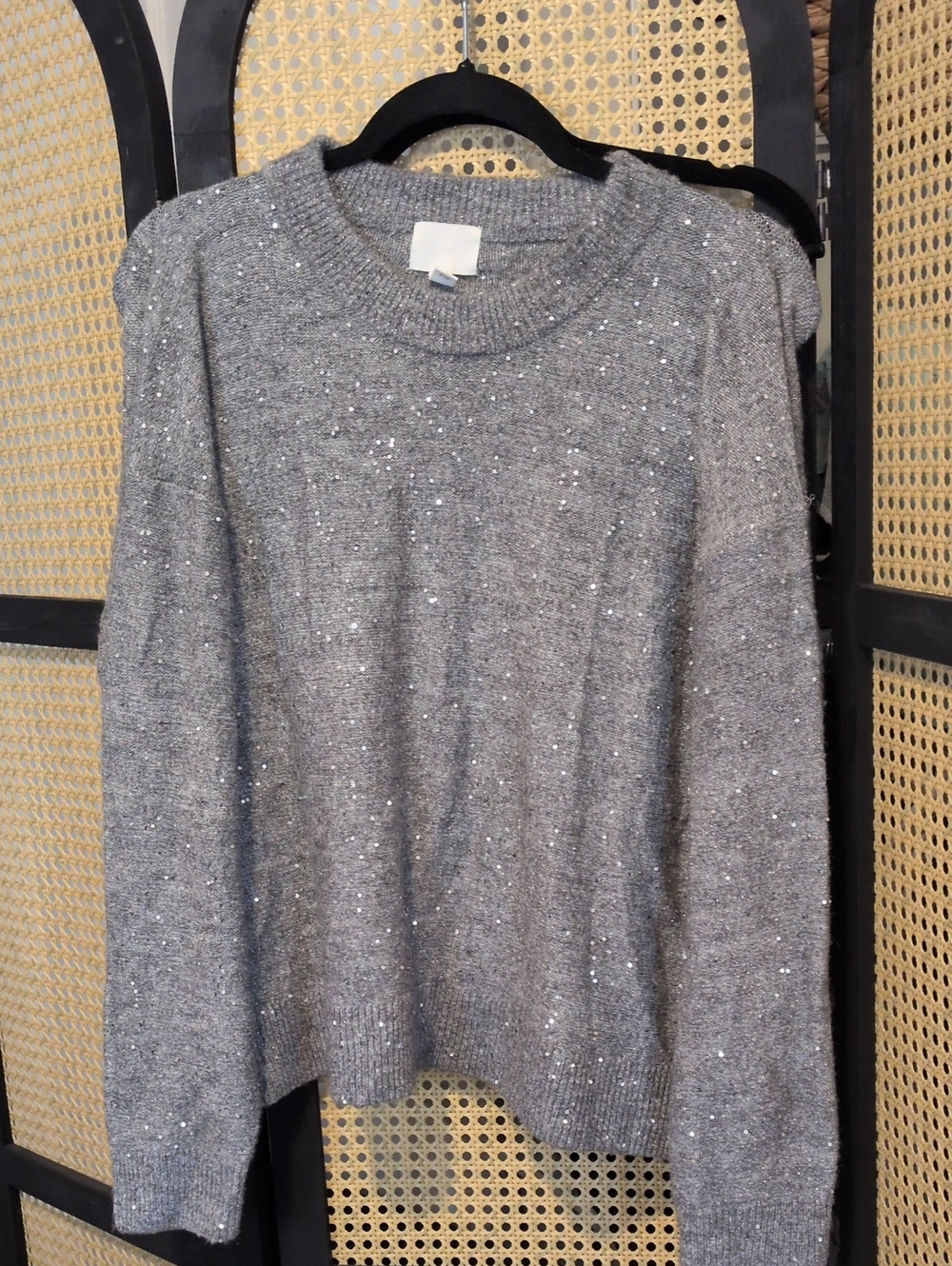 H&M Gray Sequin Crewneck Sweater